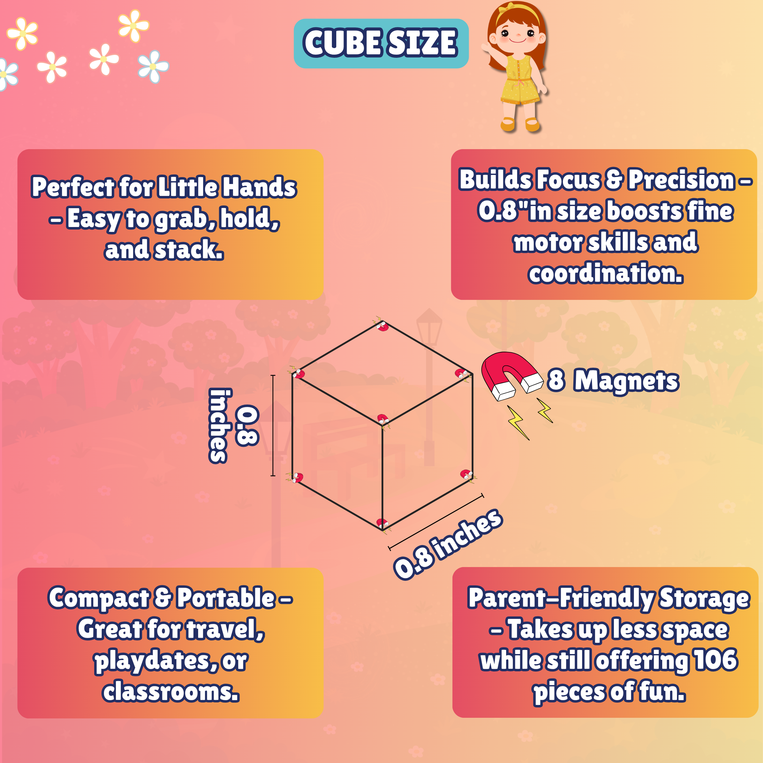 Magnetic Building Cubes with 70+ Challenge Board — 106 Pcs | Yavvee