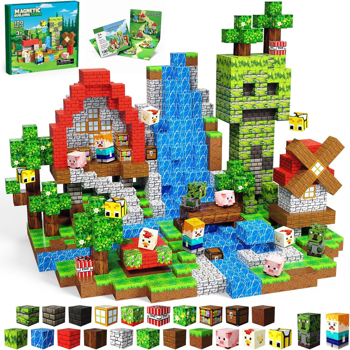 Yavvee Magnetic Building Cubes Green Forest theme product image