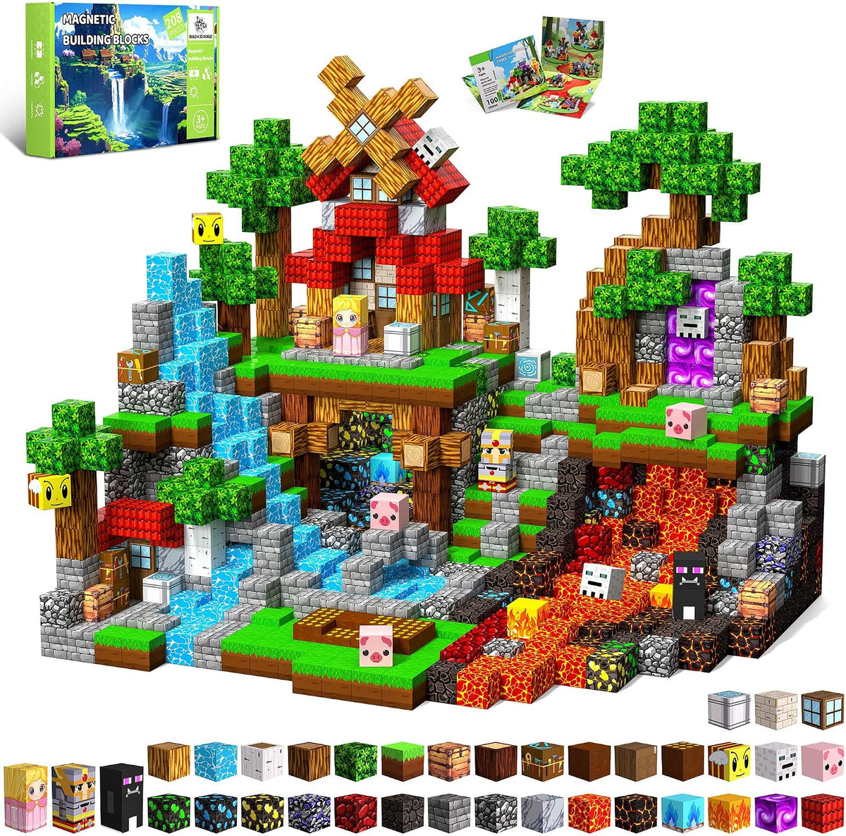 Yavvee Magnetic Building Cubes Forest Lava theme product image